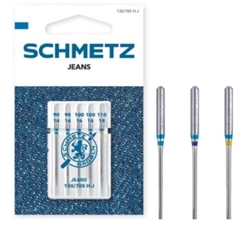 Aguja Schmetz jeans 130/705 HJ Surtida. Nº90-Nº110, blíster de 5 und. Talón plano. - Imagen 1