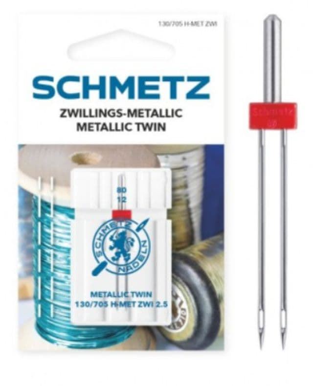 Aguja Schmetz metalic gemela 130 MET ZWI 2,5 mm Nº80, unidad - Imagen 1