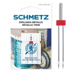 Aguja Schmetz metalic gemela 130 MET ZWI 2,5 mm Nº80, unidad - Imagen 1