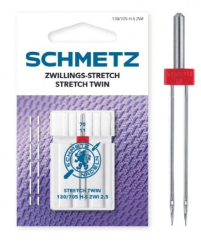 Aguja Schmetz stretch gemela 130/705 HS ZWI 2.5 mm Nº75, unidad - Imagen 1