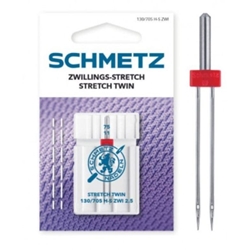 Aguja Schmetz stretch gemela 130/705 HS ZWI 2.5 mm Nº75, unidad - Imagen 1