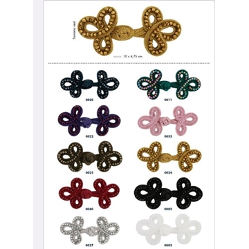 Alamar de cordoncillo con pedrería cosida, cierre para prendas de vestir, medida 10x4.75cm - Imagen 1