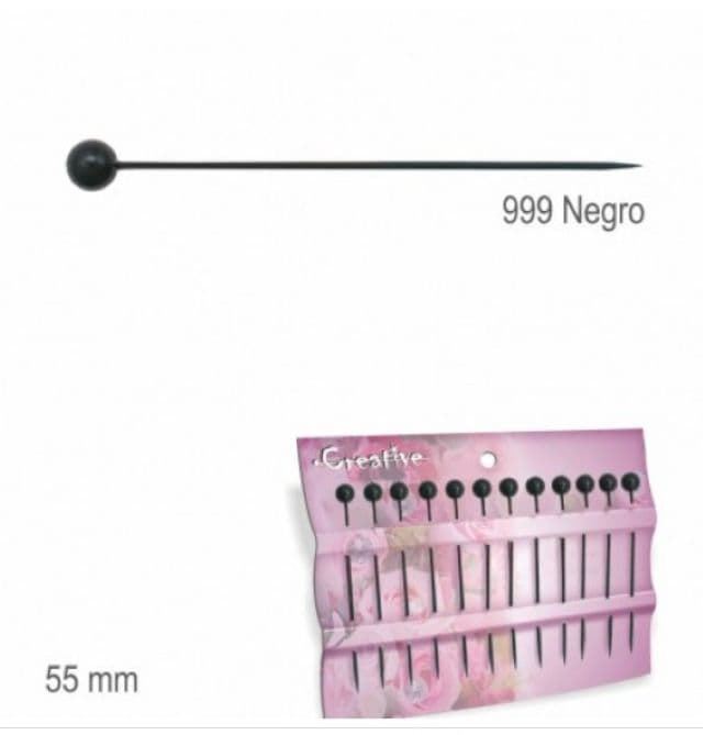 ALFILER NEGRO BOLA NEGRA (tarjeta 12 uds) - Imagen 1