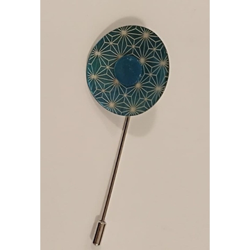 Alfiler para sujetar prendas, nacar lacado azúl - Imagen 2