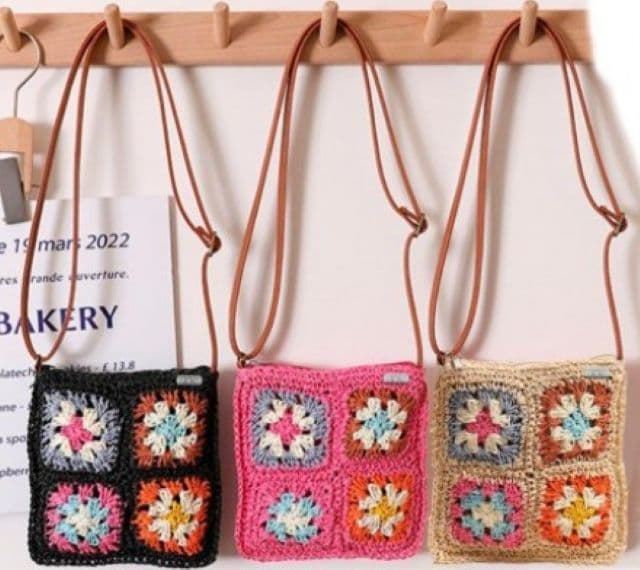 Bandolera a crochet en fibras vegetales - Imagen 1