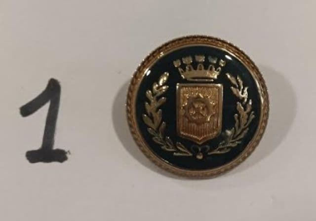 Botón con escudo y ribete dorado - Imagen 1