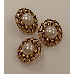 Botón vintage antiguo oro envejecido con perla central, unidades limitadas - Imagen 1