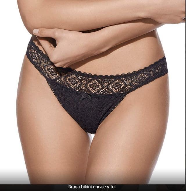 Braga bikini encaje y tul Selene,tul con  topitos bordados - Imagen 3