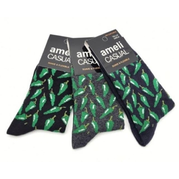 Calcetines de mujer con dibujos atrevidos y originales, con dibujos de pimientos de padrón - Imagen 1