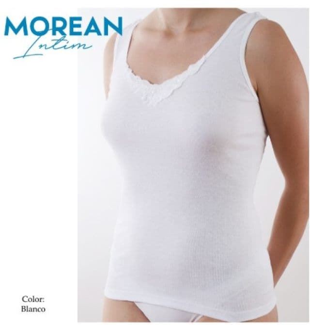 CAMISETA SRA TIRANTE ANCHO APLIQ GUIPOUR EN ESCOTE, ALGODÓN 100% - Imagen 1