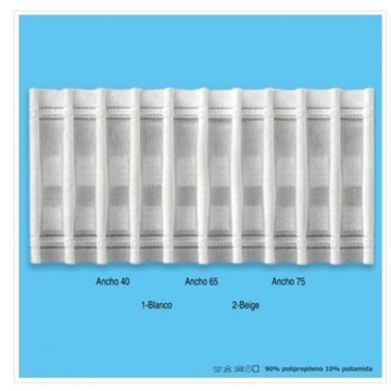 Cinta de cortina de fruncir 6cm ancho, gancho de plástico pequeño, venta por metro - Imagen 1