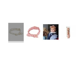 Diadema de lazo anudado con tela y estrellas, blanco con estrellas y rosa con estrellas. - Imagen 1