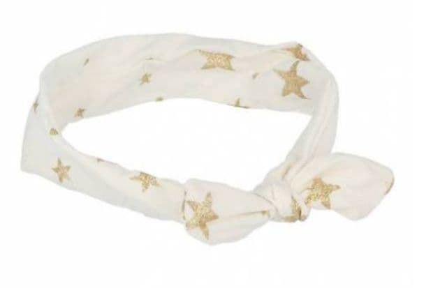 Diadema de lazo anudado con tela y estrellas, blanco con estrellas y rosa con estrellas. - Imagen 2