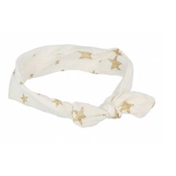 Diadema de lazo anudado con tela y estrellas, blanco con estrellas y rosa con estrellas. - Imagen 2