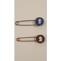 Imperdible metálico camafeo, metal mate - Imagen 1