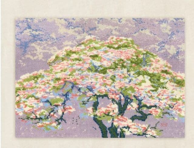 Kit de punto de Cruz "El cerezo en flor" - Imagen 1