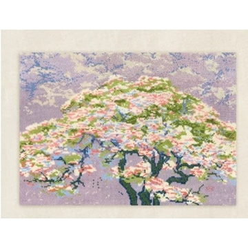 Kit de punto de Cruz "El cerezo en flor" - Imagen 1