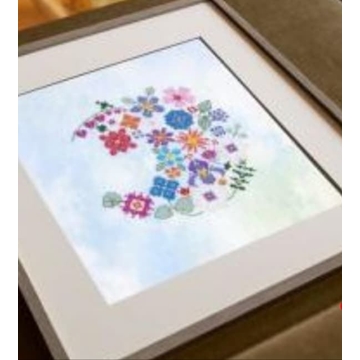 Kit de punto de cruz. Luna y flores - Imagen 1