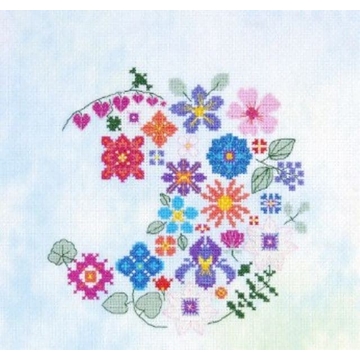 Kit punto de cruz. Luna y Flores - Imagen 1