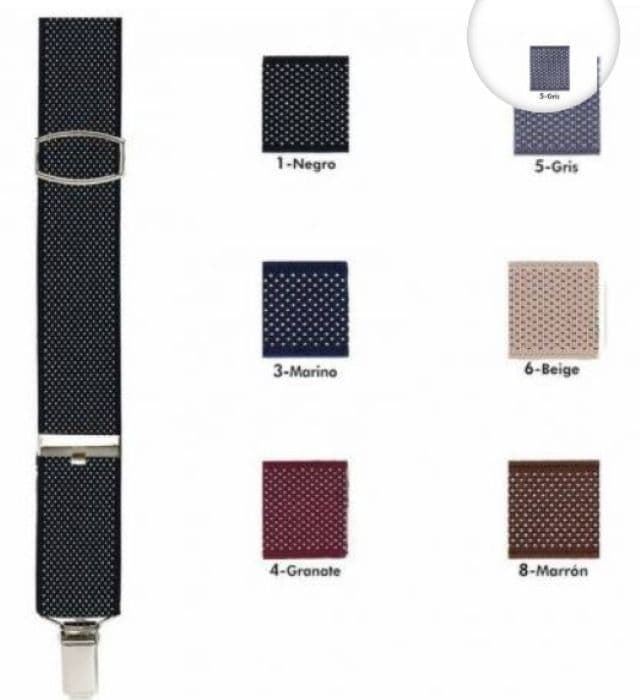 Tirantes de caballero con pinza resistente, muy completos de largo con estampados muy versátiles  de topos - Imagen 1